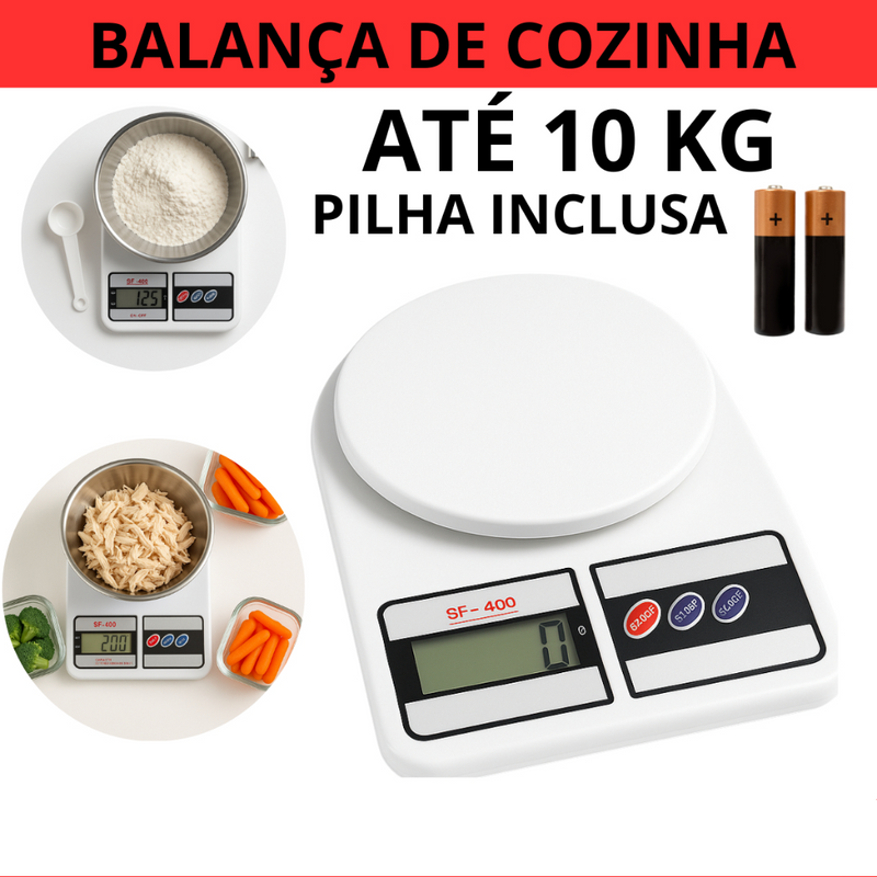 Balança digital para cozinha com precisão de 10kg