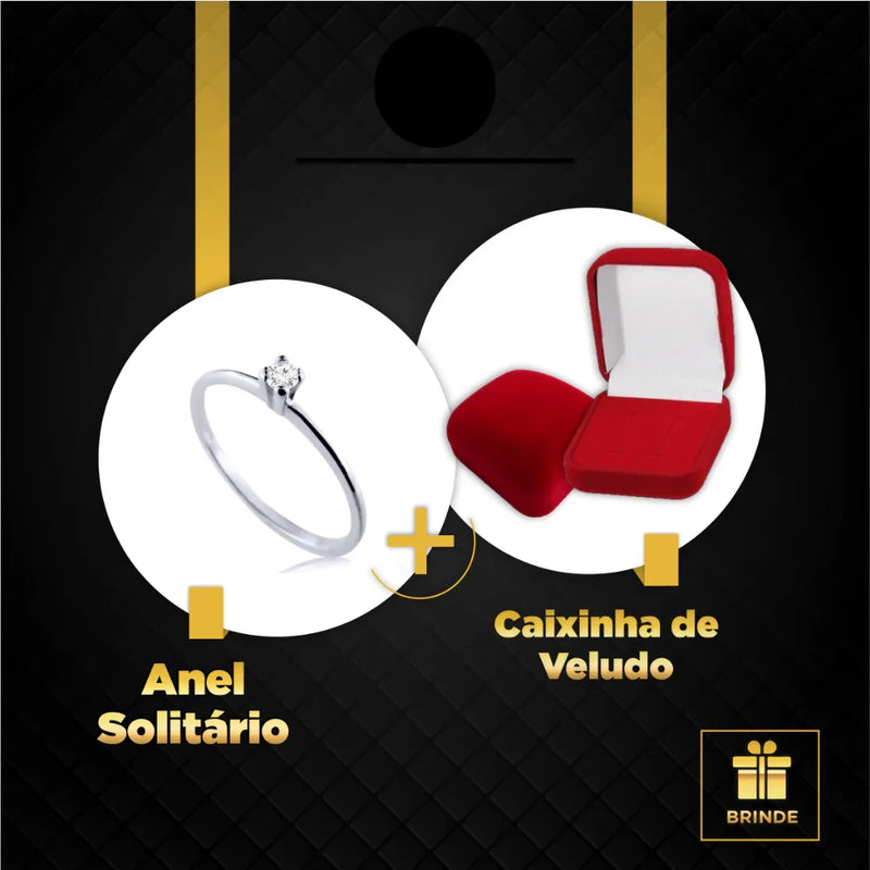 Par de Alianças + Anel Solitário – Aço Inox Premium
