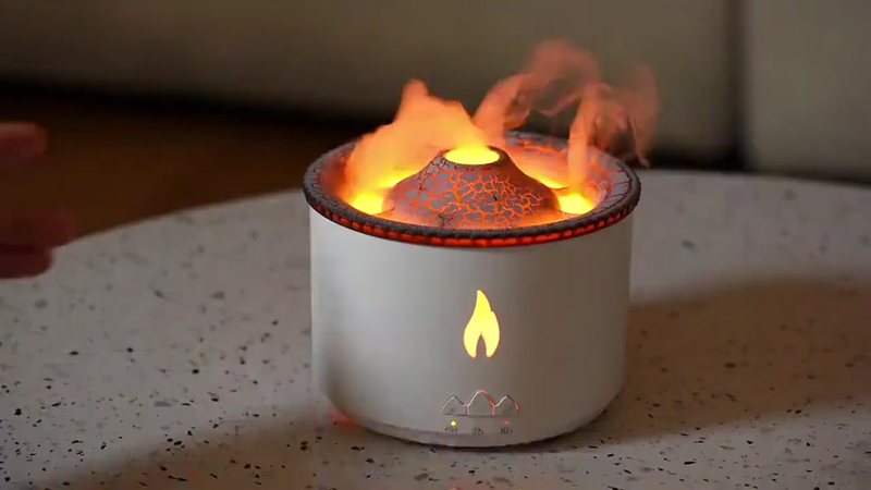 Difusor De Aroma Ambiente Umidificador Ar Óleos Led Vulcão