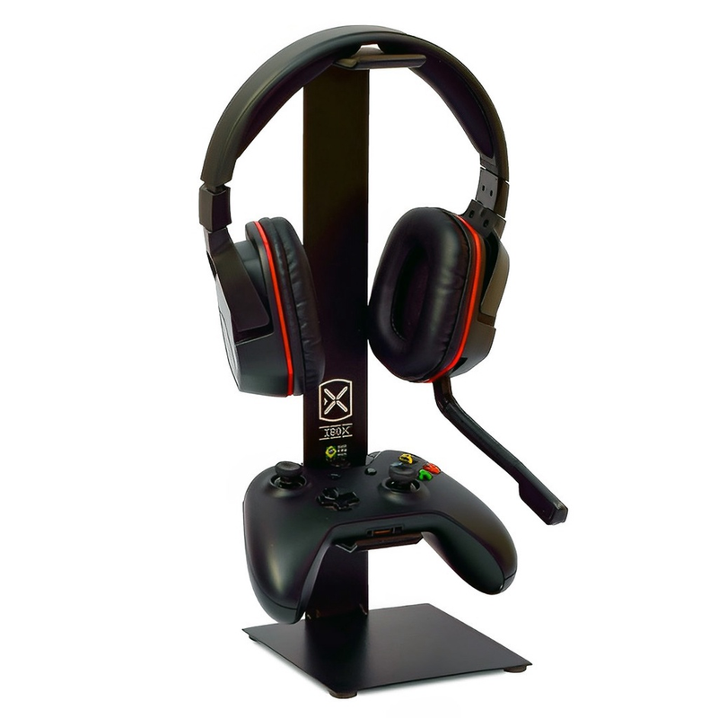 Suporte Fone De Ouvido Headset E 1 Controle Gamer em Aço Preto