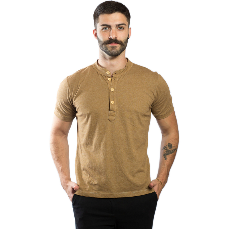 Camisa masculina gola padre manga curta