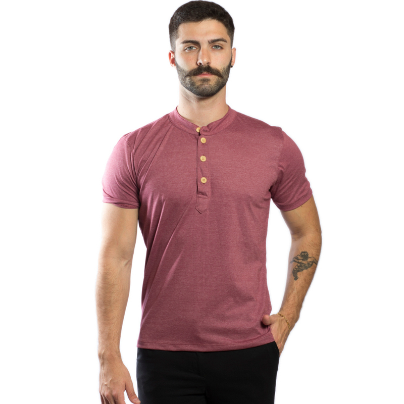 Camisa masculina gola padre manga curta