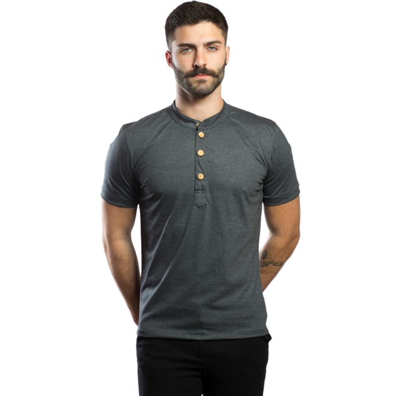 Camisa masculina gola padre manga curta