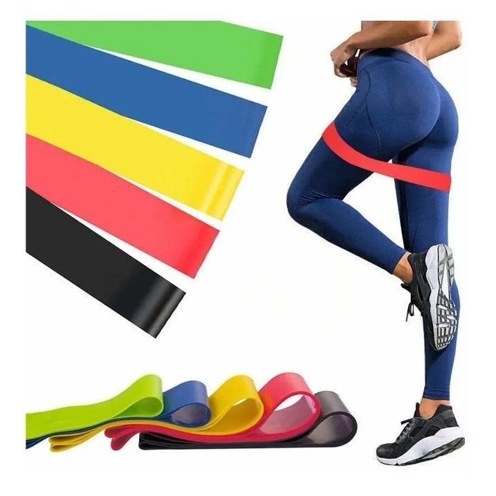 Kit Mini Band 5 Faixas Elásticas de Tensão Muscular