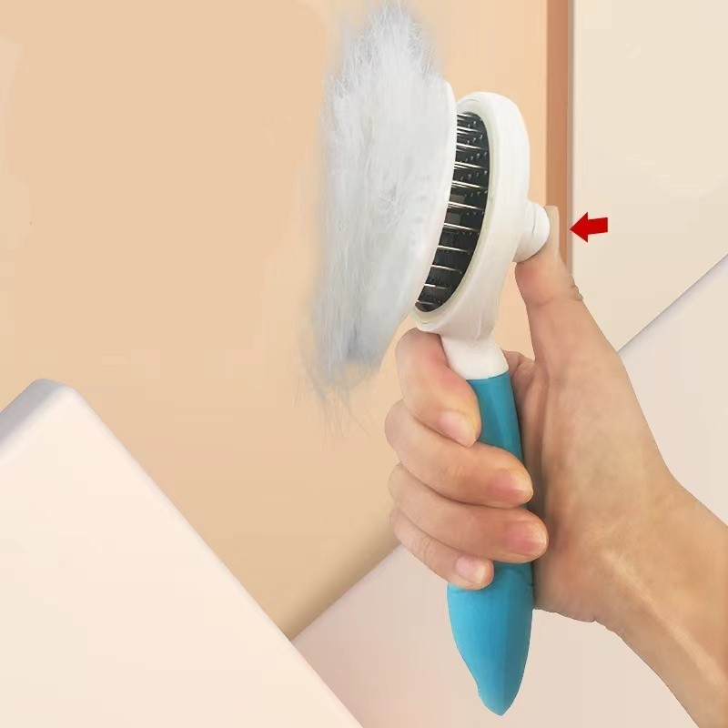 Escova Removedora Tira Pelos Para Cães e Gatos com Botao