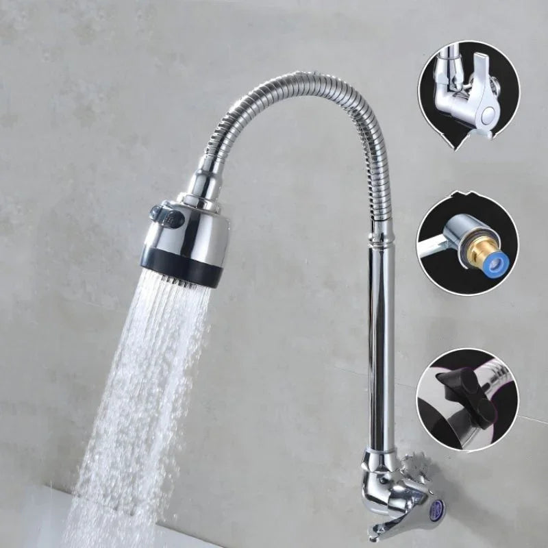 Inox Prata Torneira Com Chuveiro Com Rotação De 360° Cozinha Luxo Parede Promoção
