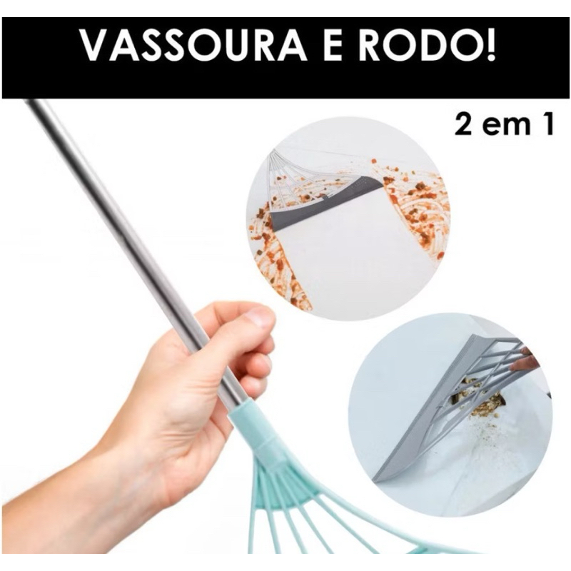 Rodo vassoura mágica 2 em 1 Vassoura Mágica Rodo Tira Pelo Limpa Vidro Silicone-envio imediato