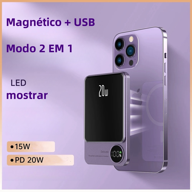 Carregador Portátil Para Iphone Indução Magsafe Powerbank 10000 mAh Battery Pack -Y211
