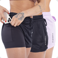 Kit 3 Shorts femininos 2 em 1 duplos esportivos em suplex para Academia e Treinos