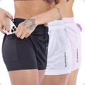 Kit 3 Shorts femininos 2 em 1 duplos esportivos em suplex para Academia e Treinos