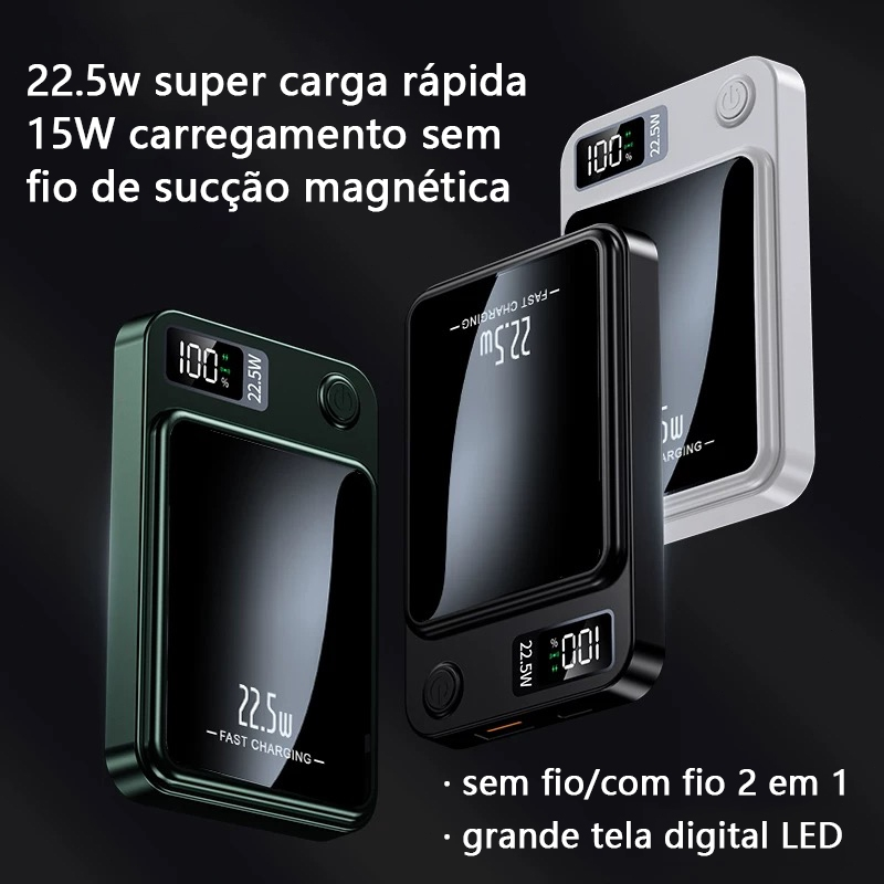 Carregador Portátil Para Iphone Indução Magsafe Powerbank 10000 mAh Battery Pack -Y211