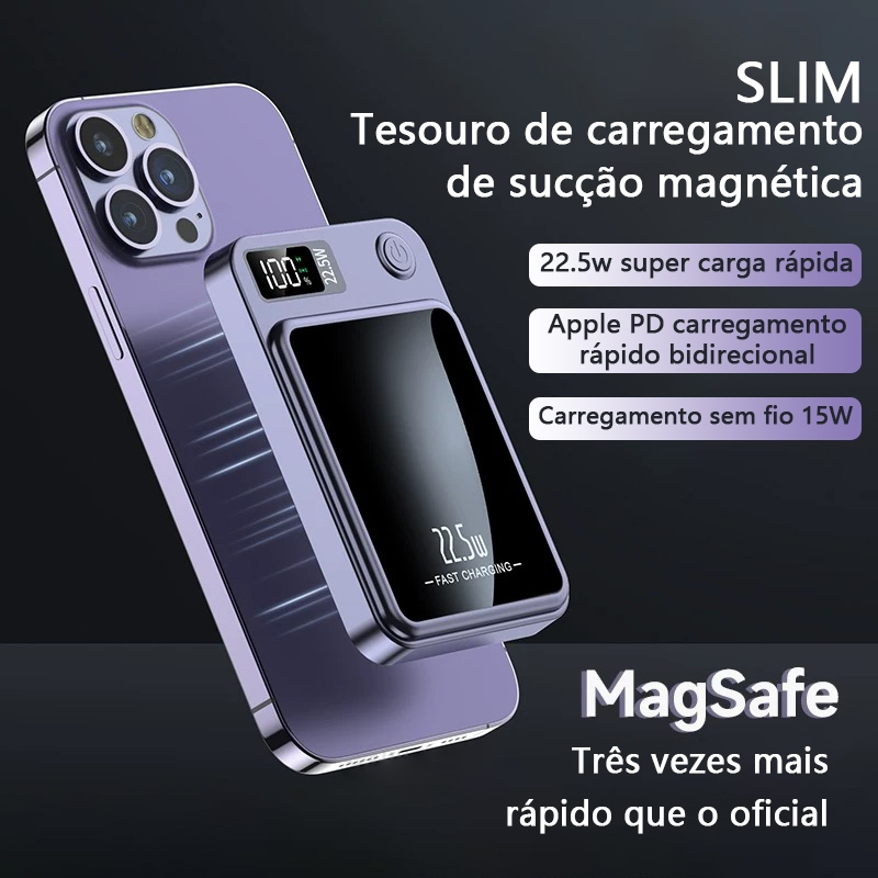 Carregador Portátil Para Iphone Indução Magsafe Powerbank 10000 mAh Battery Pack -Y211