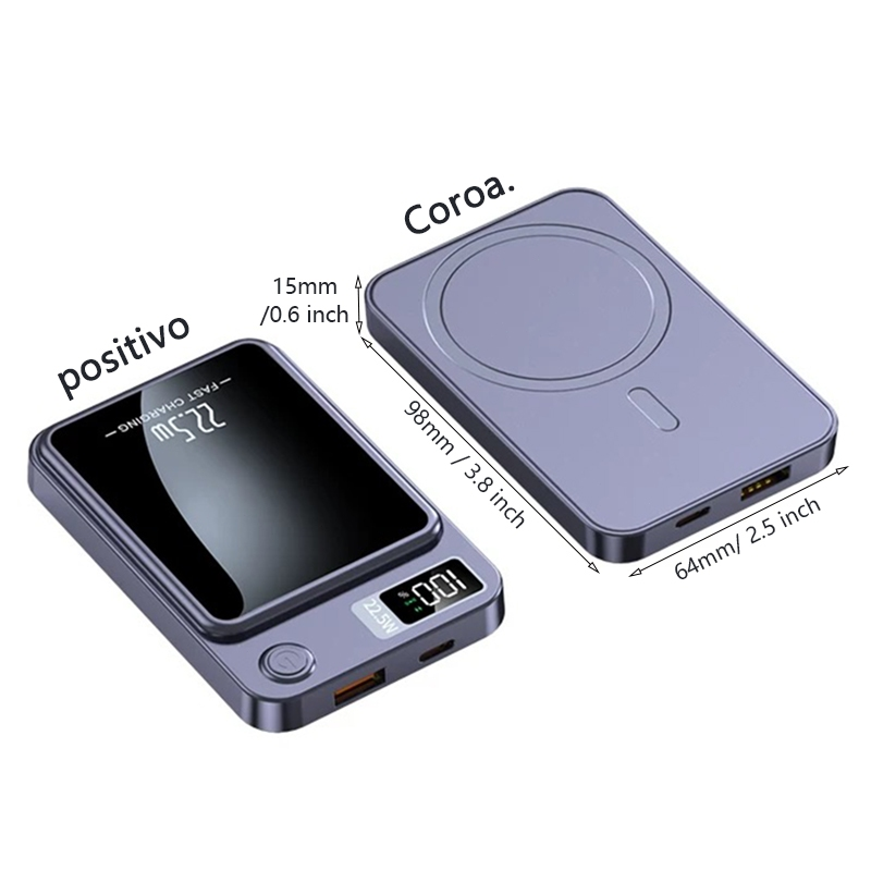 Carregador Portátil Para Iphone Indução Magsafe Powerbank 10000 mAh Battery Pack -Y211