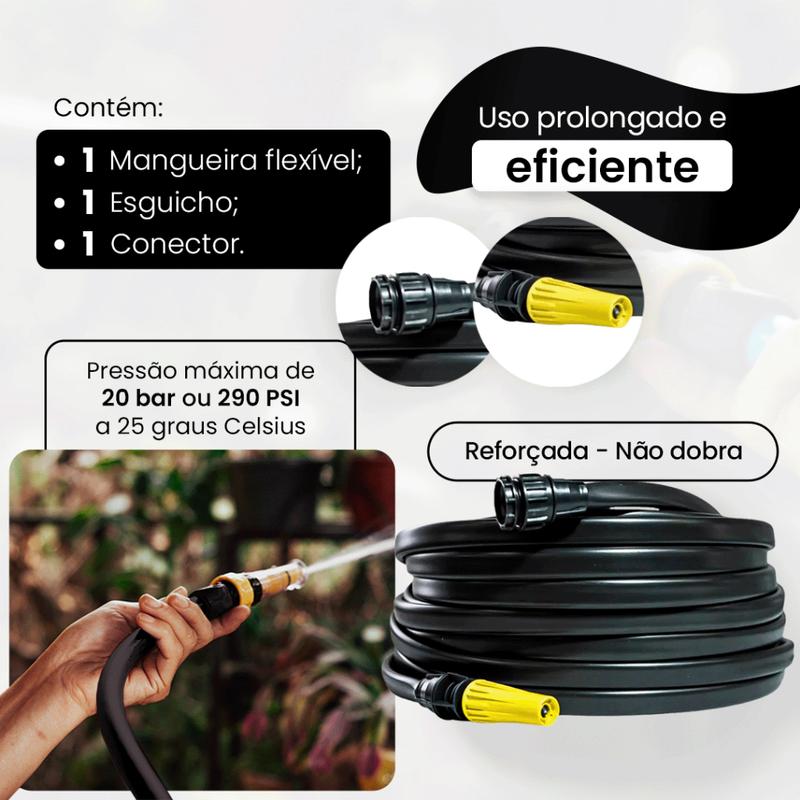 Mangueira Antitorção 50M Resistente e Reforçada Preta para Jardim