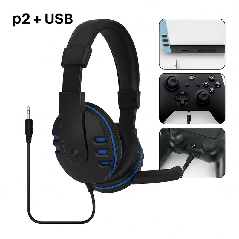 Headset Fone Gamer Led RGB com microfone USB e P2 Para PC Computador Headphone Videogame
