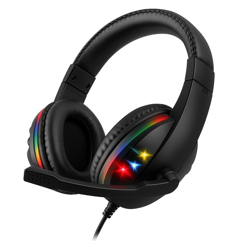 Headset fone gamer Led RGB com microfone USB e P2 para computador e videogame