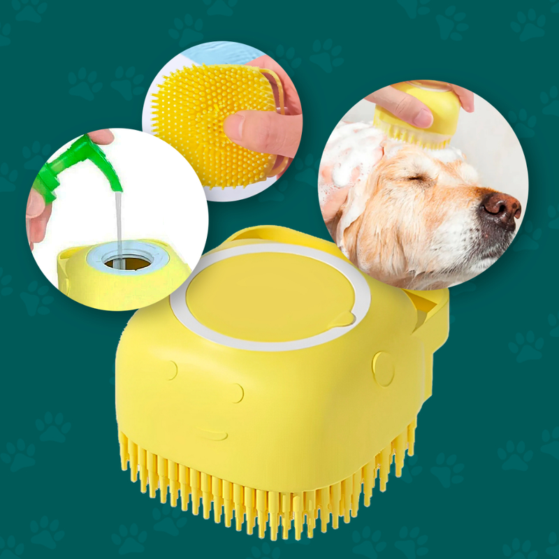 Kit Cuidados Pet Luva Tira Pelos Nano + Escova lava Pet Silicone Dispenser Cachorro Gato