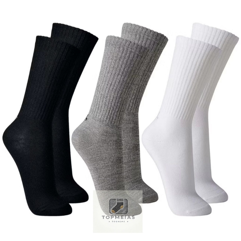 Meias masculina cano alto sport kit com 12 pares