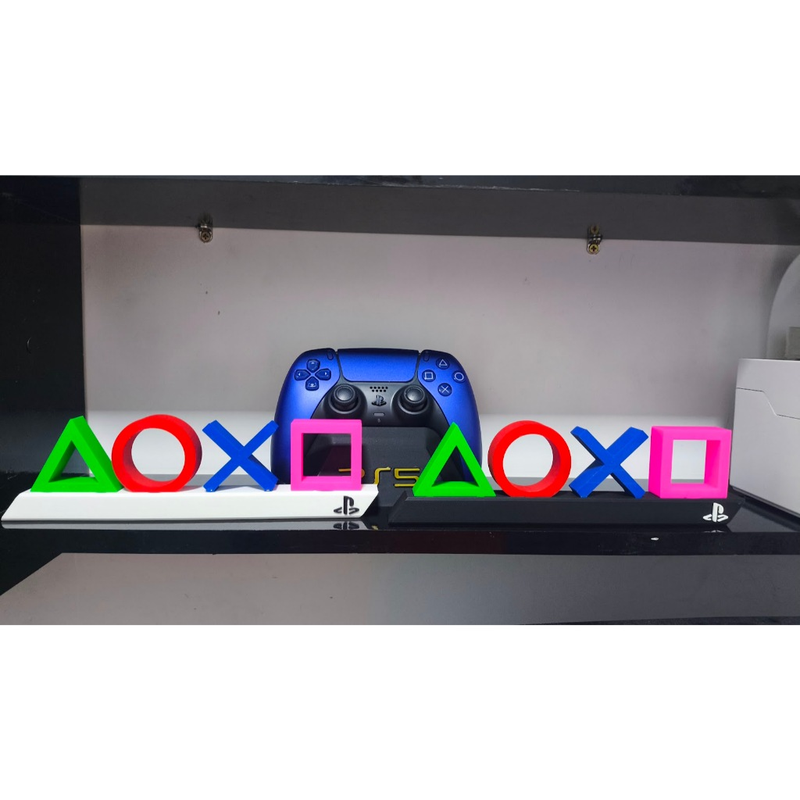 Letreiro Gamer PlayStation – Decoração Geek para Setup 3D Colorido