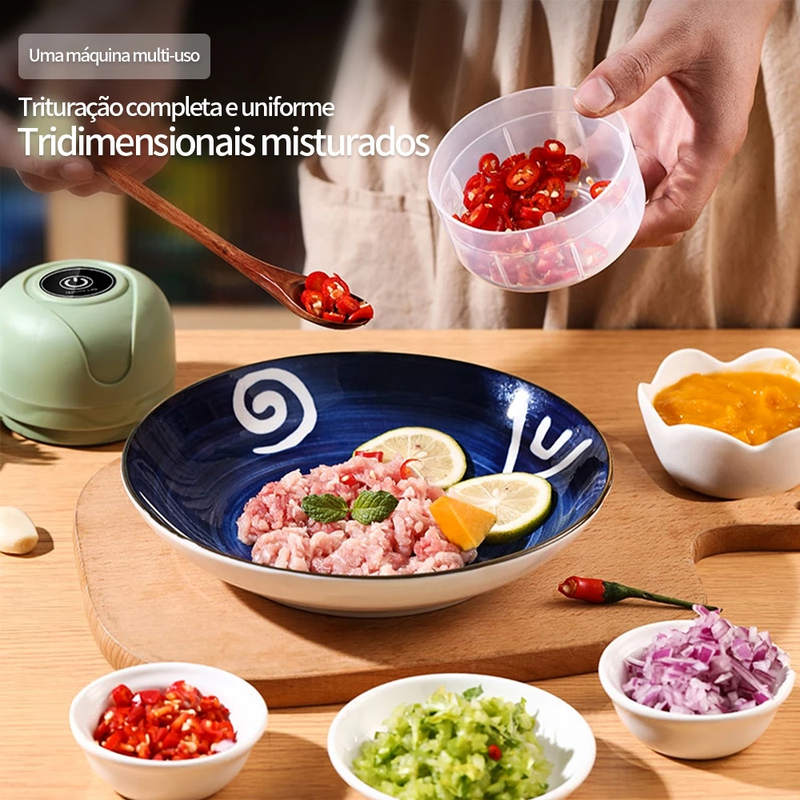 Mini Processador Triturador Sem Fio Elétrico 250ML De Alimentos Para Legumes Alho Gengibre