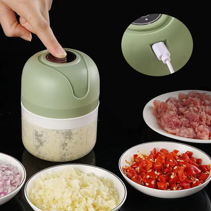 Mini Processador Triturador Sem Fio Elétrico 250ML De Alimentos Para Legumes Alho Gengibre