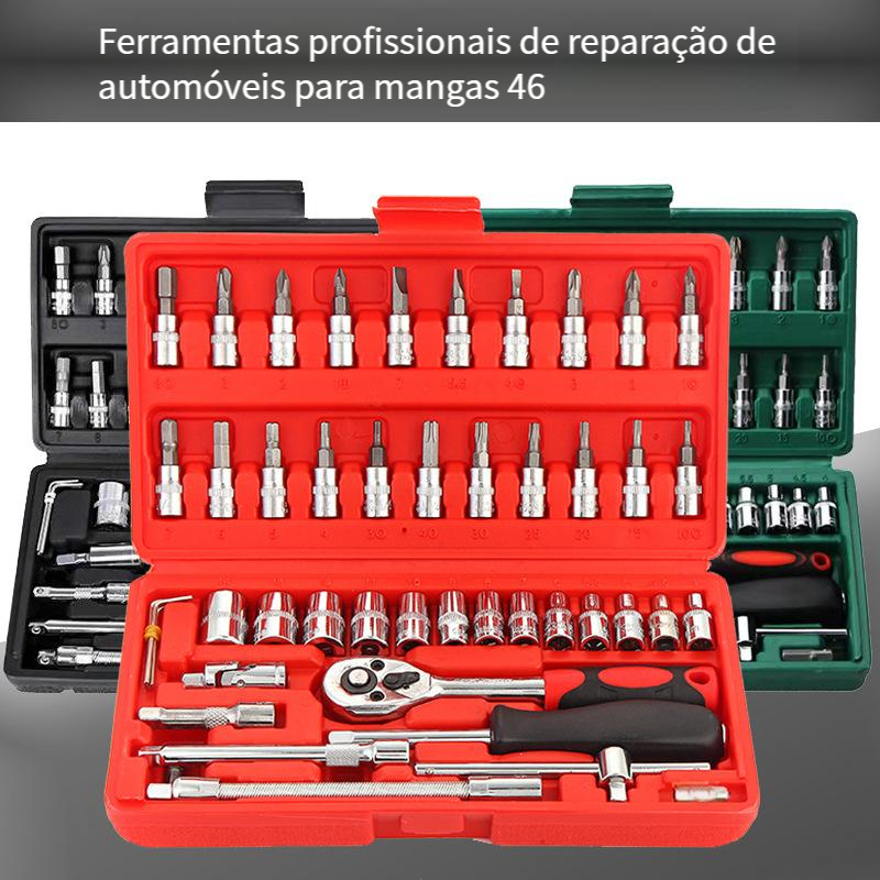 40 Peças / 46 Peças Jogo De Chave Catraca Caixa De Ferramentas Completa Reversível Soquetes Maleta