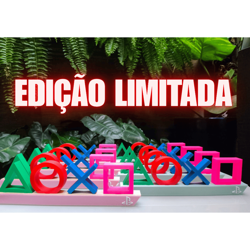 Letreiro gamer PlayStation – Decoração geek 3D para setup