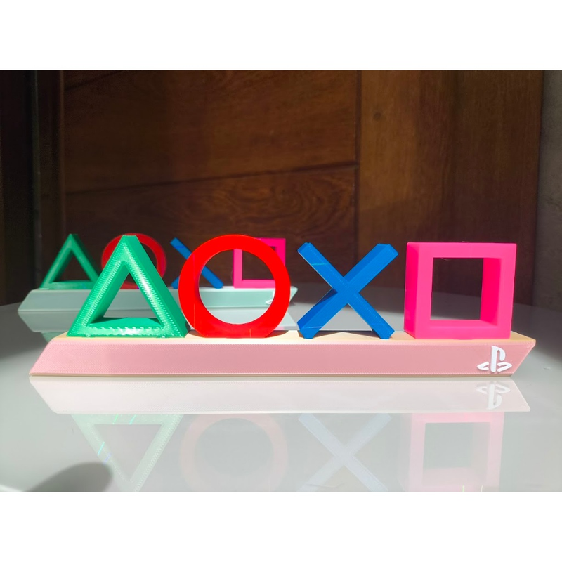Letreiro Gamer PlayStation – Decoração Geek para Setup 3D Colorido