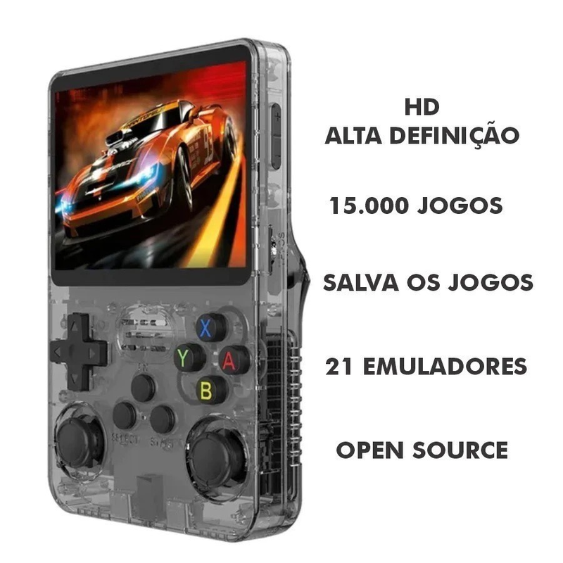Console Portátil R36S + de 15.000 Jogos Vídeo Game 64g Linux Tela IPS 3.5 Polegadas a Pronta Entrega