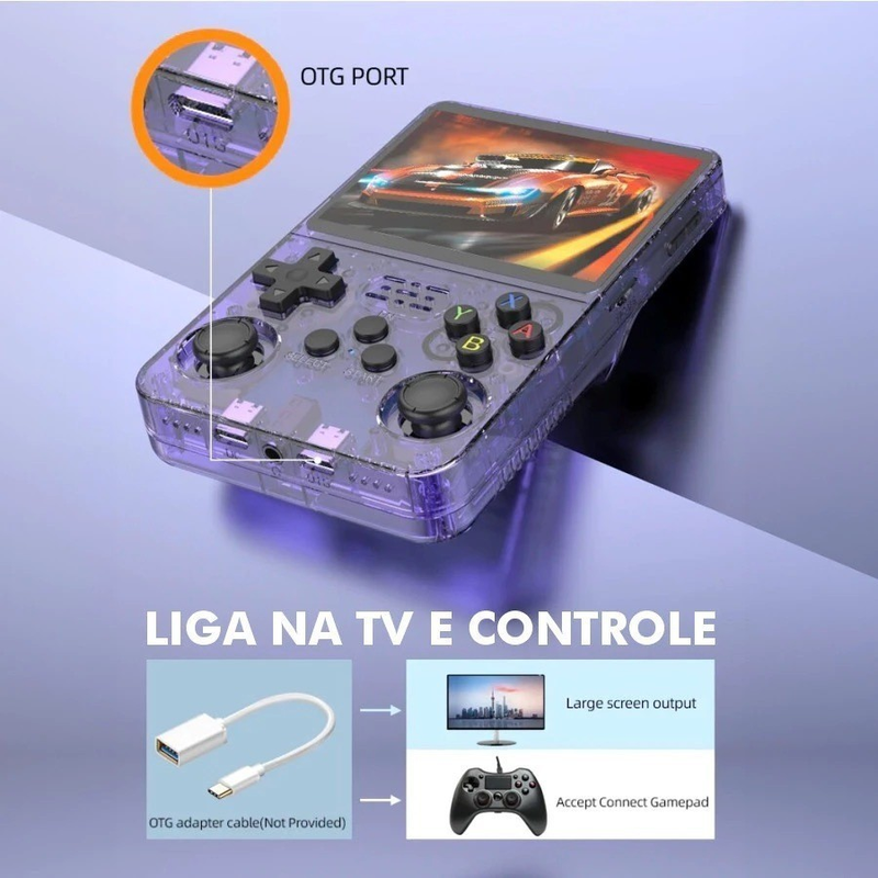 Console Portátil R36S + de 15.000 Jogos Vídeo Game 64g Linux Tela IPS 3.5 Polegadas a Pronta Entrega