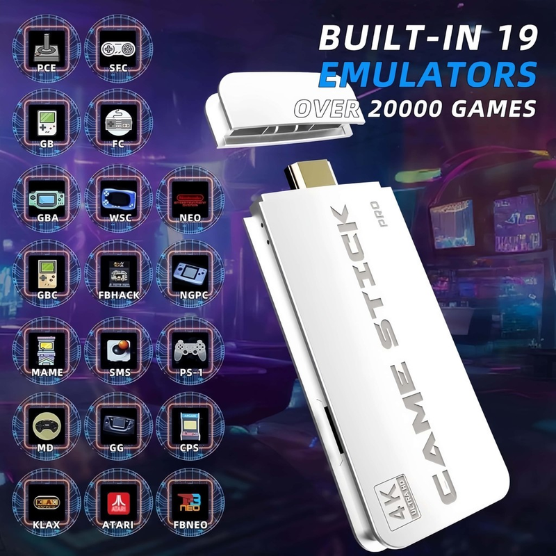 2025 NOVO Vídeo Game Stick M15 Pro 4k 64gb Hdmi Com 2 Controles Se Fio +20mil Jogos