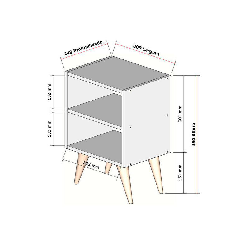 Mesa de Cabeceira Retro para Quarto Casal ou Solteiro Nicho Decoração Palma