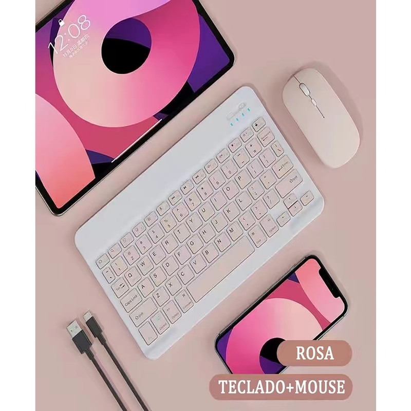 Teclado 10 polegadas com mouse sem fio, bluetooth