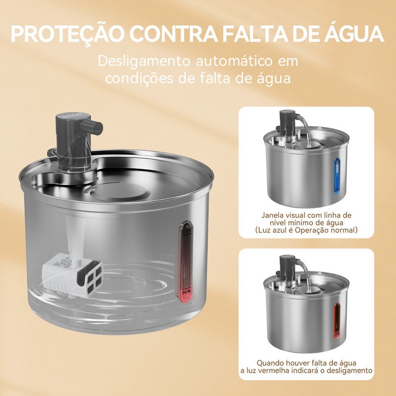 3l Fonte De Água De Aço Inoxidável Para Gatos E Cãe Newpet- Bivolt